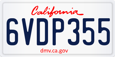 CA license plate 6VDP355