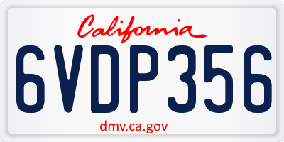 CA license plate 6VDP356