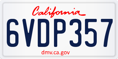 CA license plate 6VDP357