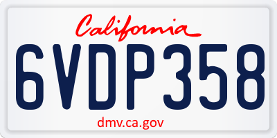 CA license plate 6VDP358