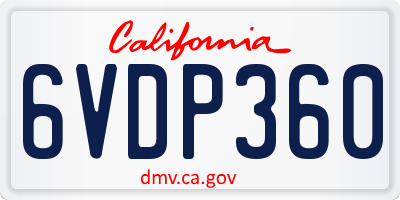 CA license plate 6VDP360