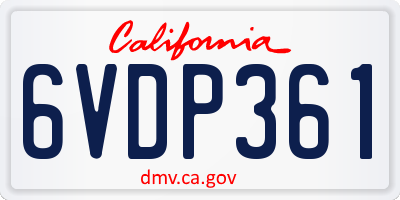CA license plate 6VDP361