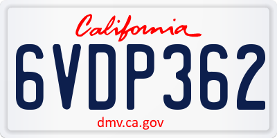 CA license plate 6VDP362
