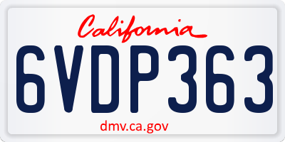 CA license plate 6VDP363
