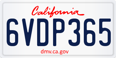 CA license plate 6VDP365