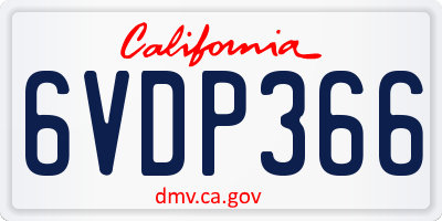 CA license plate 6VDP366