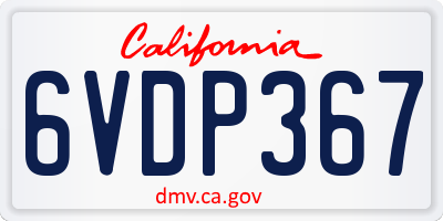 CA license plate 6VDP367