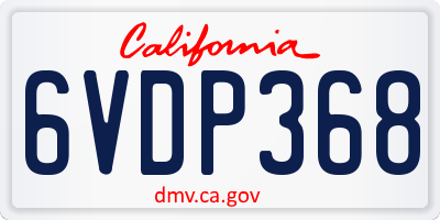 CA license plate 6VDP368