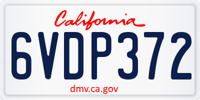 CA license plate 6VDP372