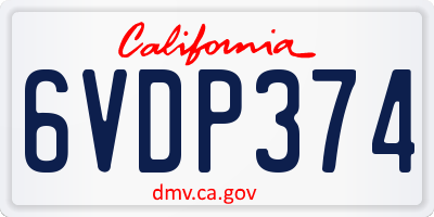CA license plate 6VDP374