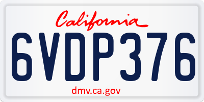 CA license plate 6VDP376