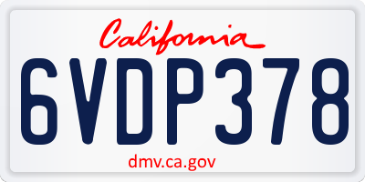 CA license plate 6VDP378
