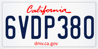 CA license plate 6VDP380