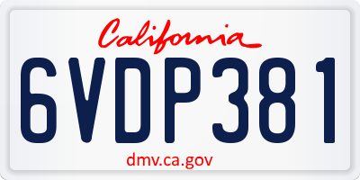CA license plate 6VDP381