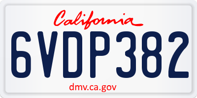 CA license plate 6VDP382