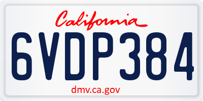 CA license plate 6VDP384