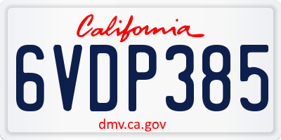 CA license plate 6VDP385