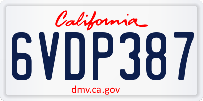 CA license plate 6VDP387