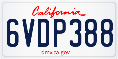 CA license plate 6VDP388