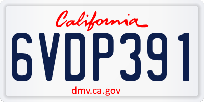CA license plate 6VDP391