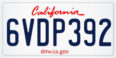 CA license plate 6VDP392