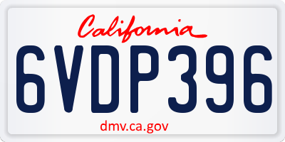 CA license plate 6VDP396