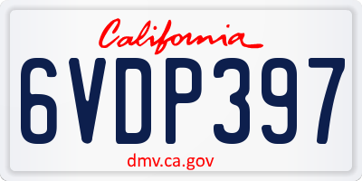 CA license plate 6VDP397