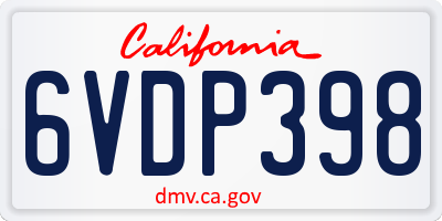 CA license plate 6VDP398