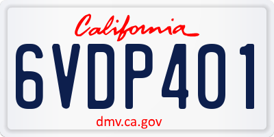CA license plate 6VDP401