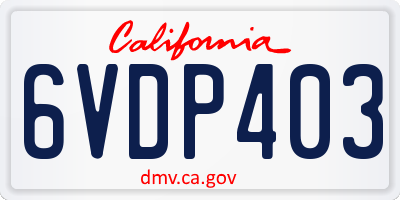 CA license plate 6VDP403