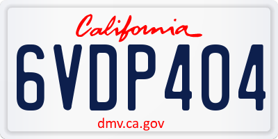 CA license plate 6VDP404