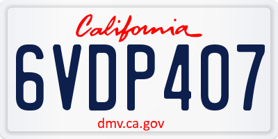 CA license plate 6VDP407