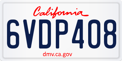 CA license plate 6VDP408