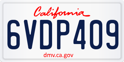 CA license plate 6VDP409