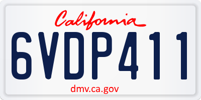 CA license plate 6VDP411