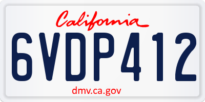CA license plate 6VDP412