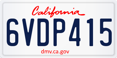 CA license plate 6VDP415