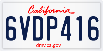 CA license plate 6VDP416