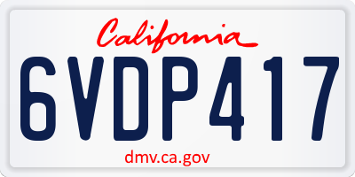 CA license plate 6VDP417