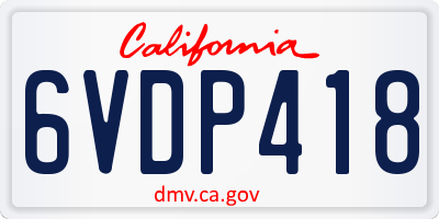 CA license plate 6VDP418
