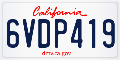 CA license plate 6VDP419