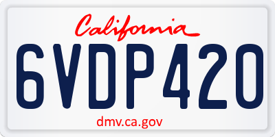 CA license plate 6VDP420