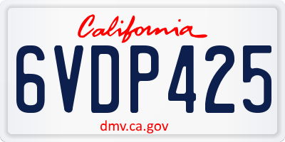 CA license plate 6VDP425