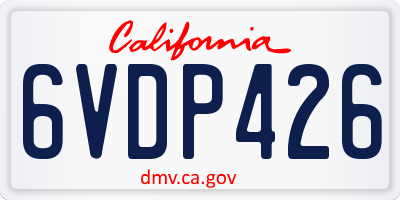 CA license plate 6VDP426