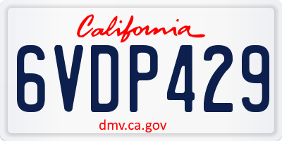 CA license plate 6VDP429