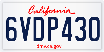 CA license plate 6VDP430