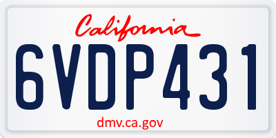 CA license plate 6VDP431