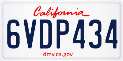CA license plate 6VDP434