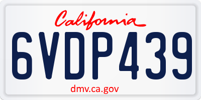 CA license plate 6VDP439