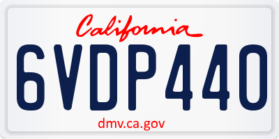 CA license plate 6VDP440